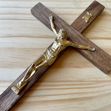 Load image into Gallery viewer, 11&quot; Brown Wood Wall Crucifix