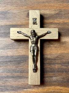 5" Gold Wood Crucifix