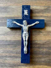Load image into Gallery viewer, 5&quot; Midnight Blue Wood Crucifix