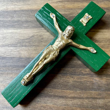 Load image into Gallery viewer, 5&quot; Green Wood Crucifix
