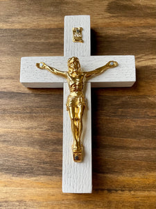 5" White Wood Crucifix