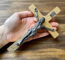 Load image into Gallery viewer, 8&quot; Gold Wood Wall Crucifix