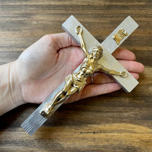 Load image into Gallery viewer, 8&quot; Metallic Silver Wood Wall Crucifix