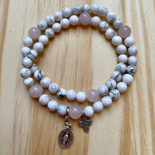 Load image into Gallery viewer, Rosary Bracelet White Howlite and Rose Quartz - Women