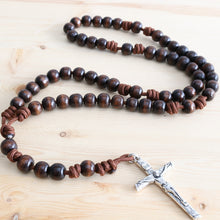 Load image into Gallery viewer, All Brown Paracord Wood Beads Rosary