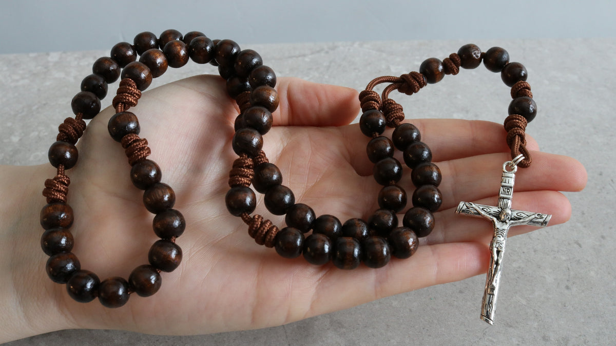 Handmade Rosary, 10mm Fawn outlet brown Mountain Jade bead