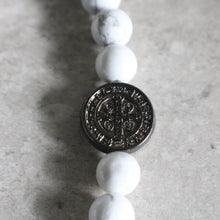 Load image into Gallery viewer, White Howlite and St Benedict Medal Rosary Bracelet - Women