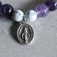 Load image into Gallery viewer, Amethyst and White Howlite Rosary Bracelet - Women