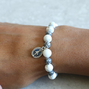 White Howlite and Silver Crazy Lace Agate Bracelet - Women