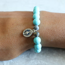 Load image into Gallery viewer, Turquoise Blue Magnesite and Silver Crazy Lace Agate Rosary Bracelet - Women