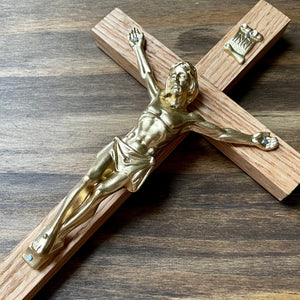 8" Light Brown Wood Wall Crucifix