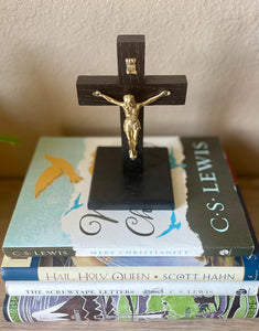 5.5" Black Wood Standing Crucifix