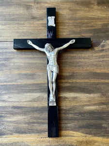 13" Black Wood Wall Crucifix