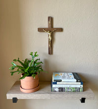 Load image into Gallery viewer, 11&quot; Brown Wood Wall Crucifix