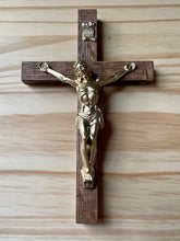 Load image into Gallery viewer, 8&quot; Brown Wood Wall Crucifix