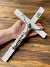 Load image into Gallery viewer, 13&quot; White Wood Wall Crucifix