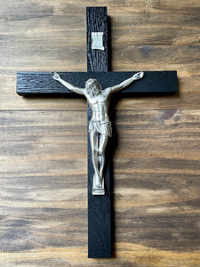 Large 17" Black Wood Wall Crucifix