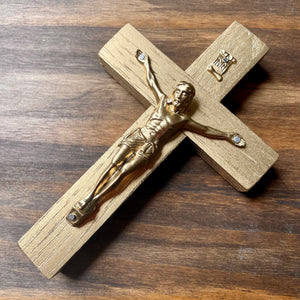 5" Gold Wood Crucifix