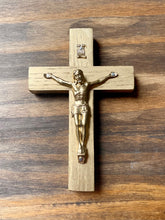 Load image into Gallery viewer, 5&quot; Gold Wood Crucifix
