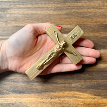 Load image into Gallery viewer, 5&quot; Gold Wood Crucifix