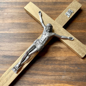11" Gold Wood Wall Crucifix