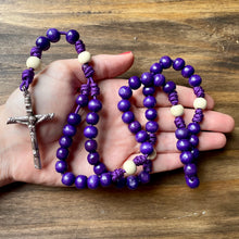 Load image into Gallery viewer, Purple Paracord Purple/Natural Wood Beads Rosary