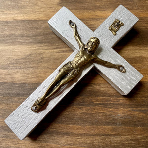 5" Metallic Silver Wood Crucifix