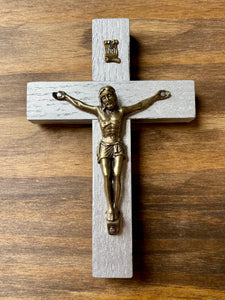 5" Metallic Silver Wood Crucifix