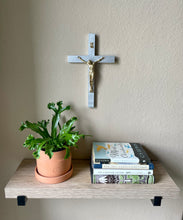 Load image into Gallery viewer, 11&quot; Metallic Silver Wood Wall Crucifix