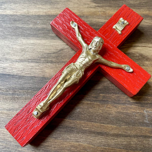 5" Red Wood Crucifix