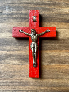 5" Red Wood Crucifix