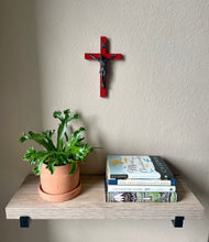 Load image into Gallery viewer, 8&quot; Red Wood Wall Crucifix
