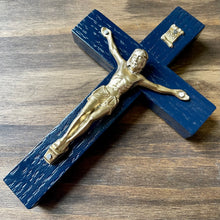 Load image into Gallery viewer, 5&quot; Midnight Blue Wood Crucifix