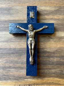 5" Midnight Blue Wood Crucifix