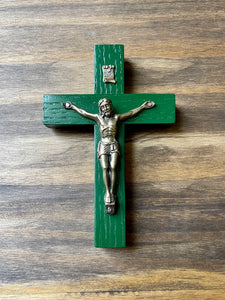 5" Green Wood Crucifix