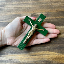 Load image into Gallery viewer, 5&quot; Green Wood Crucifix