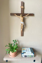 Load image into Gallery viewer, 24&quot; Large Full Color Resin Brown Wall Crucifix