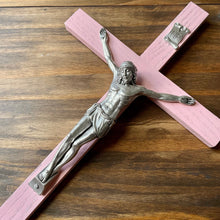 Load image into Gallery viewer, 13" Pink Wood Wall Crucifix