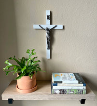Load image into Gallery viewer, 13" White Wood Wall Crucifix