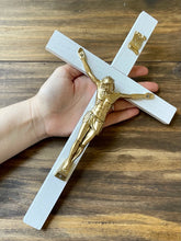 Load image into Gallery viewer, 13" White Wood Wall Crucifix