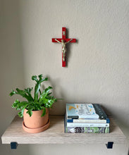 Load image into Gallery viewer, 8" Red Wood Wall Crucifix
