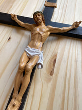 Load image into Gallery viewer, 24&quot; Large Full Color Resin Black Wall Crucifix