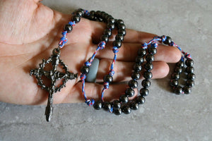 USA Paracord Black Steel Beads Rosary