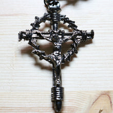 Load image into Gallery viewer, USA Paracord Gray &amp; Black Steel Beads Rosary
