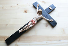 Load image into Gallery viewer, 17&quot; Large Full Color Resin Black Wall Crucifix