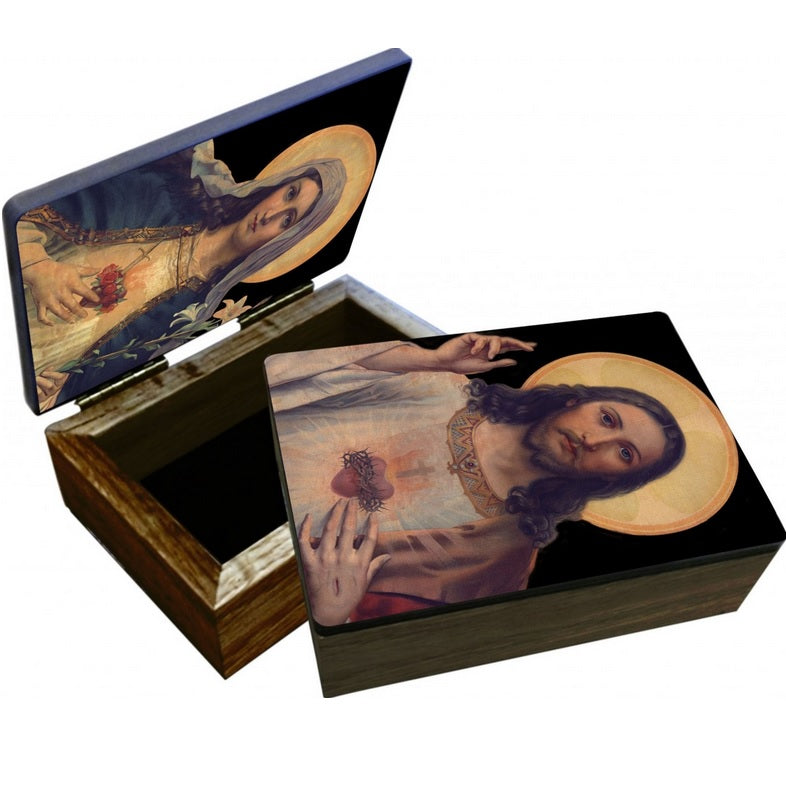 Antique Sacred & Immaculate Hearts Keepsake Box
