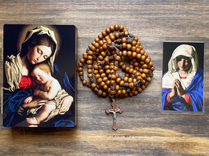 20 Decade Brown Wood Rosary with Keepsake Box