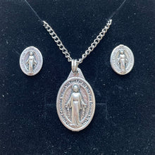 Load image into Gallery viewer, Miraculous Medal Necklace and Stud Earrings Set