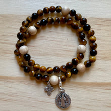 Load image into Gallery viewer, Rosary Bracelet Tigereye and Wood - Unisex