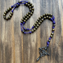 Load image into Gallery viewer, Purple Paracord Bronze Steel Beads Rosary